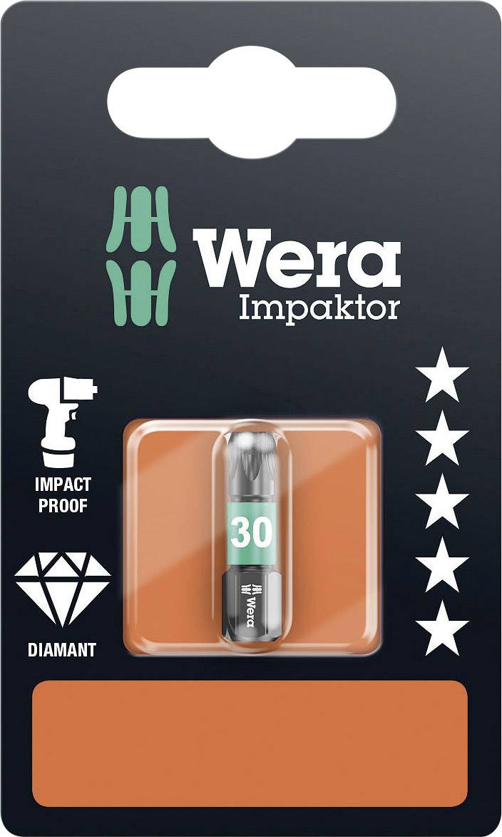 Boîte de embouts 'Wera Impaktor', adaptée aux utilisations intensives ; le produit contient un embout '30', robuste et durable.