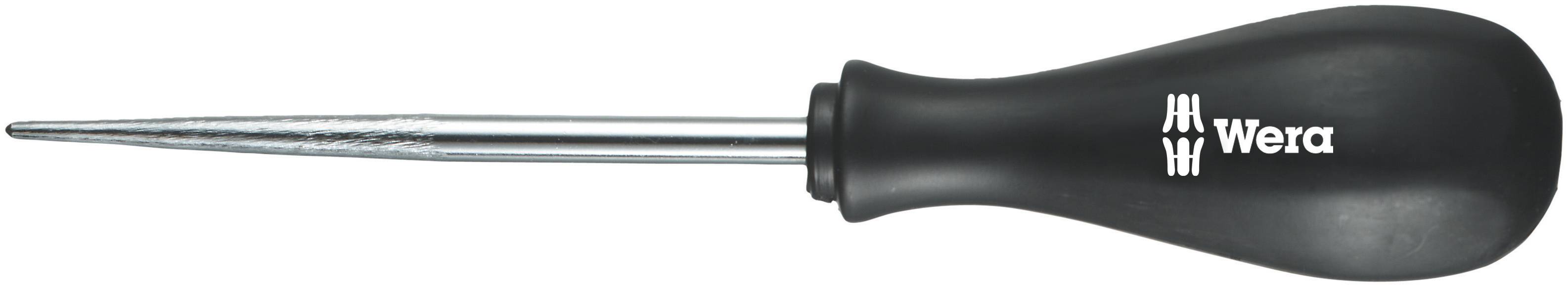 Tournevis cruciforme avec manche noir ergonomique portant l'inscription « Wera ».