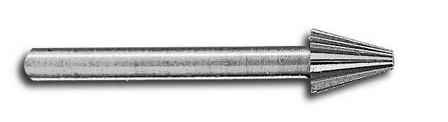 Un embout de meulage cylindrique en métal avec une tête conique, adapté aux travaux de finition sur des pièces.
