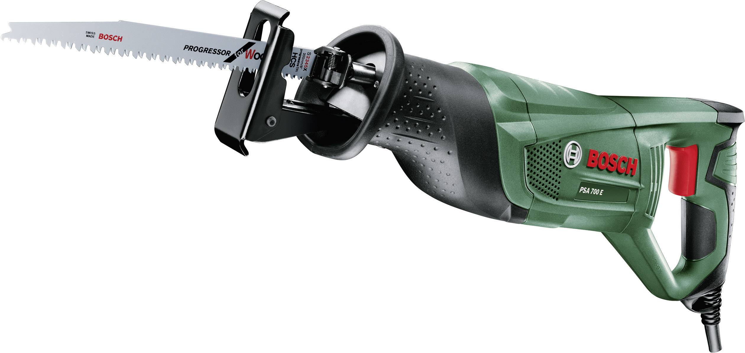 Scie sauteuse électrique de la marque Bosch en vert et noir avec bouton marche rouge. Adaptée pour couper le bois et le métal.