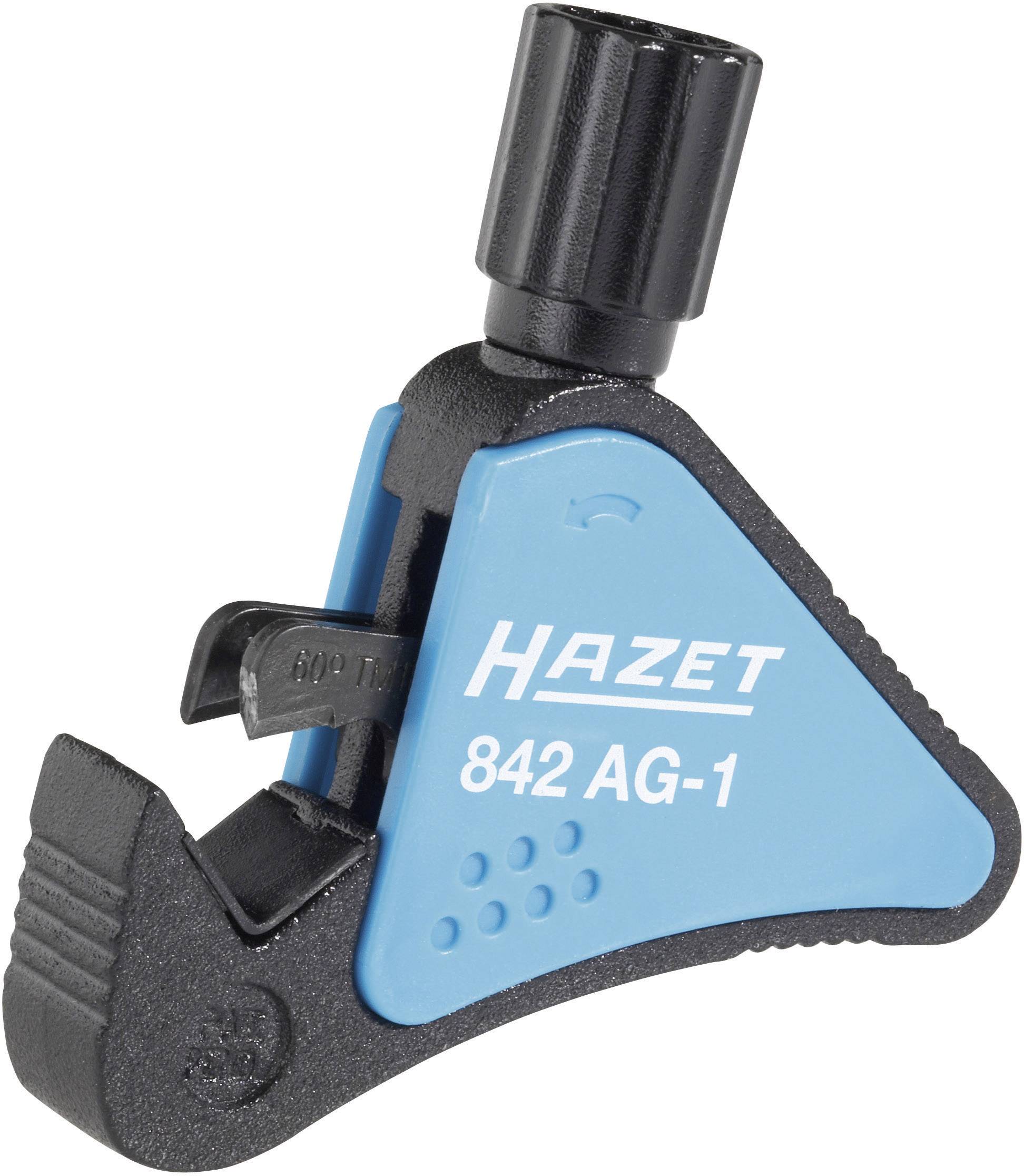 Un coupe-tube bleu de la marque Hazet, modèle 842 AG-1, avec un bouton de rotation noir en haut. Appareil destiné à couper des tubes.