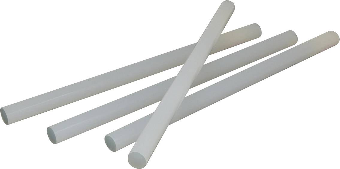 Quatre tubes en plastique blanc sont disposés diagonalement les uns sur les autres sur une surface blanche.