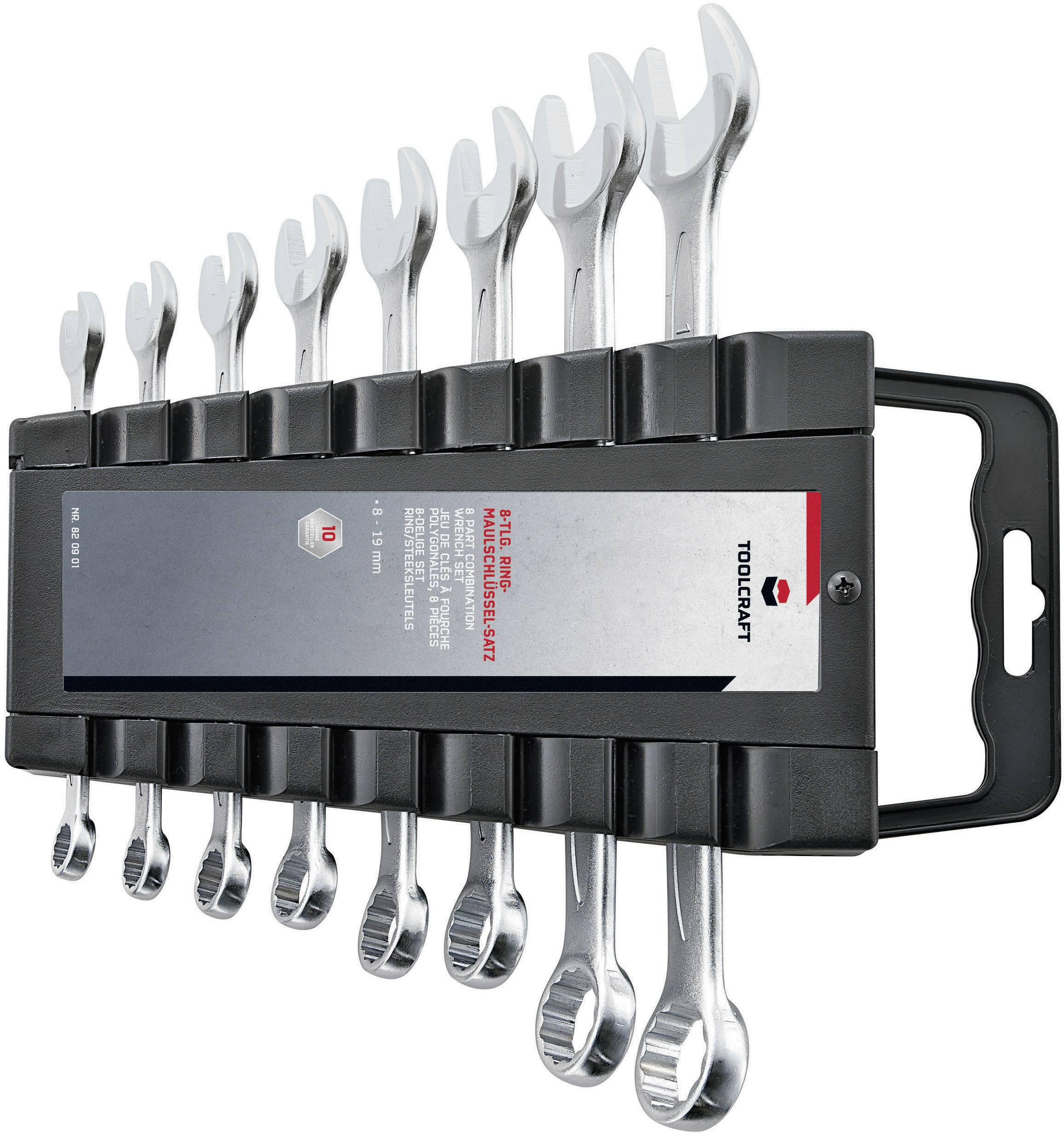 TOOLCRAFT 820901 Jeu de clés mixtes 8 pièces Ouverture de clé (métrique) 8 - 19 mm