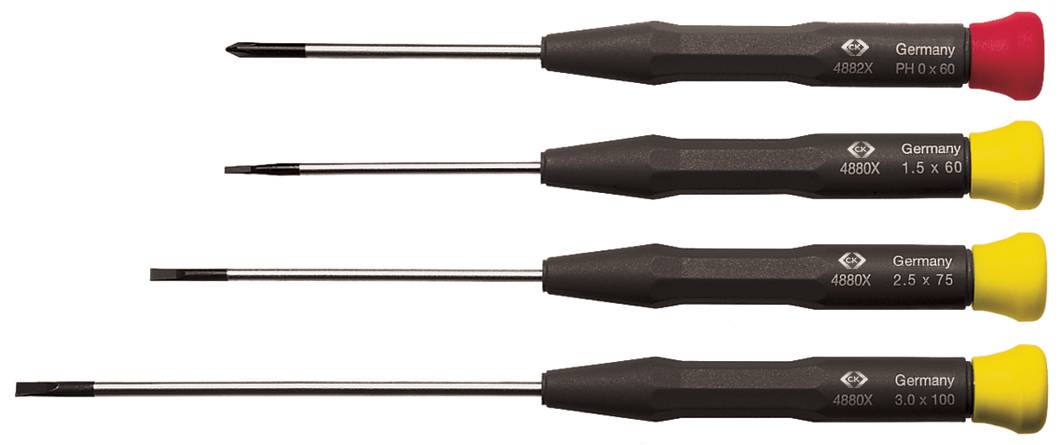 C.K antistatique (ESD) Jeu de tournevis 4 pièces vis à fente, cruciforme Phillips