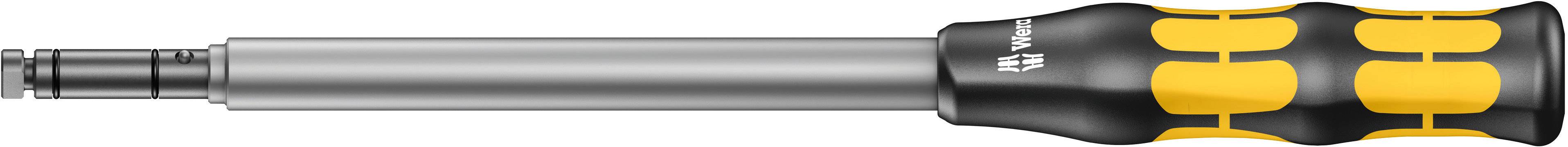 Tournevis à manche jaune et noir avec un long manche argenté, adapté aux travaux précis dans des applications techniques.