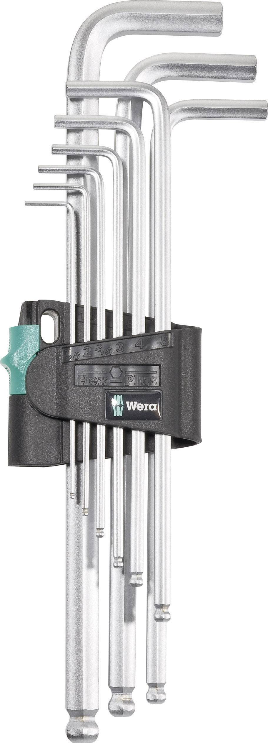 Wera 950 PKL/9 SM N 6 pans intérieurs Jeu de clés mâles coudées 1.5 mm, 2 mm, 2.5 mm, 3 mm, 4 mm, 5 mm, 6 mm, 8 mm, 10 mm 9 pièces