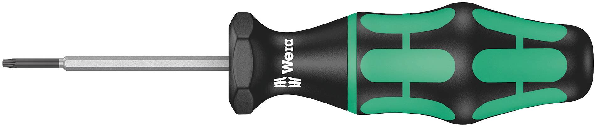 Un tournevis vert et noir avec une poignée ergonomique et une tête Torx, adapté aux travaux artisanaux précis.