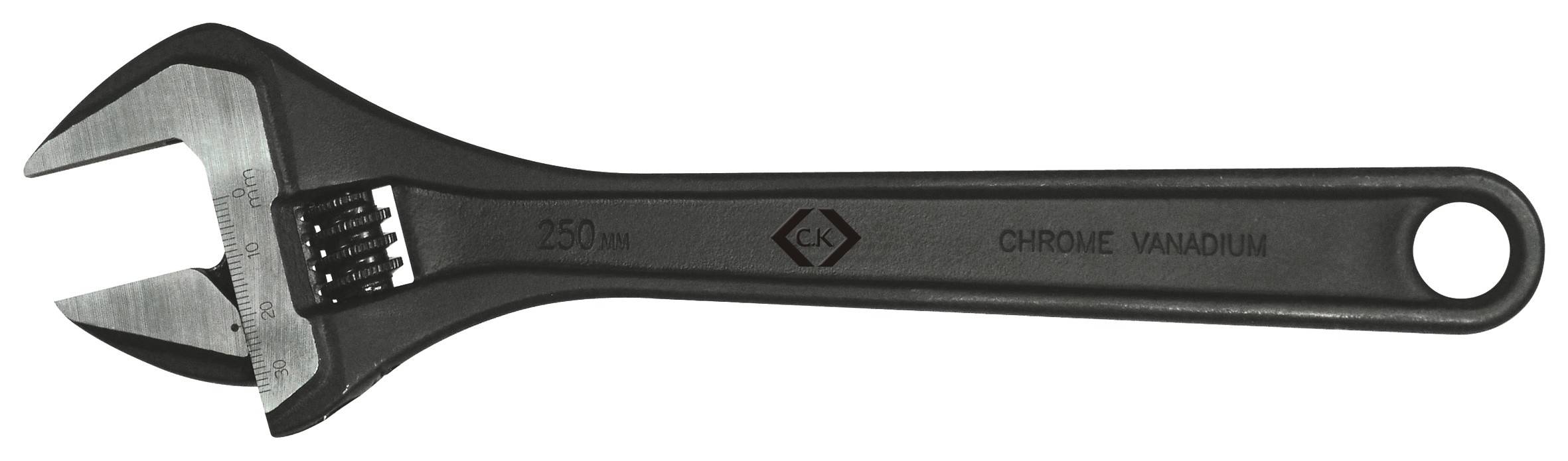 Une clé à molette en métal portant l'inscription 'CHROME VANADIUM' sur la poignée.