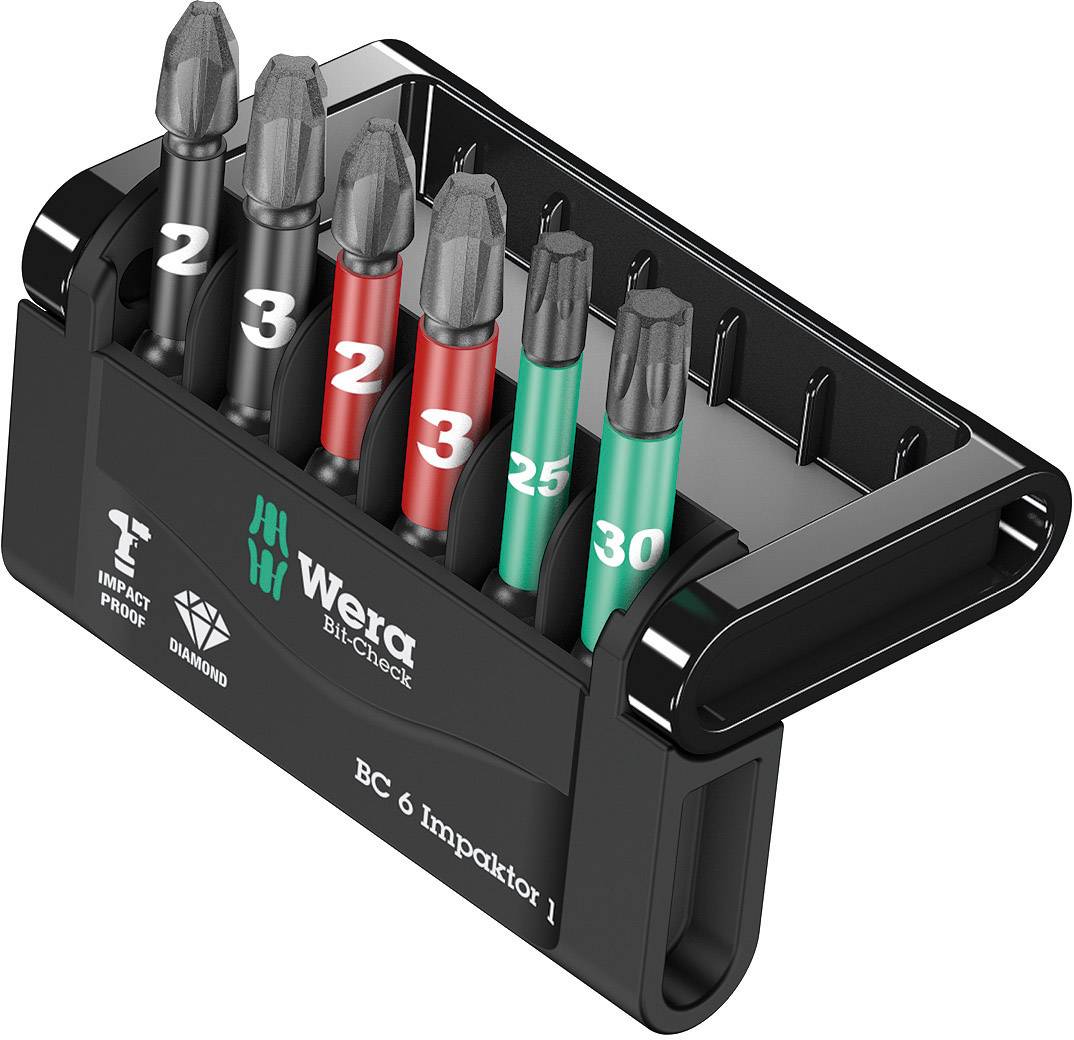 Wera Mini-Check Impaktor 4 05057695001 Jeu d'embouts 6 pièces cruciforme Phillips, vis Pozidriv, TORX® intérieur technologie