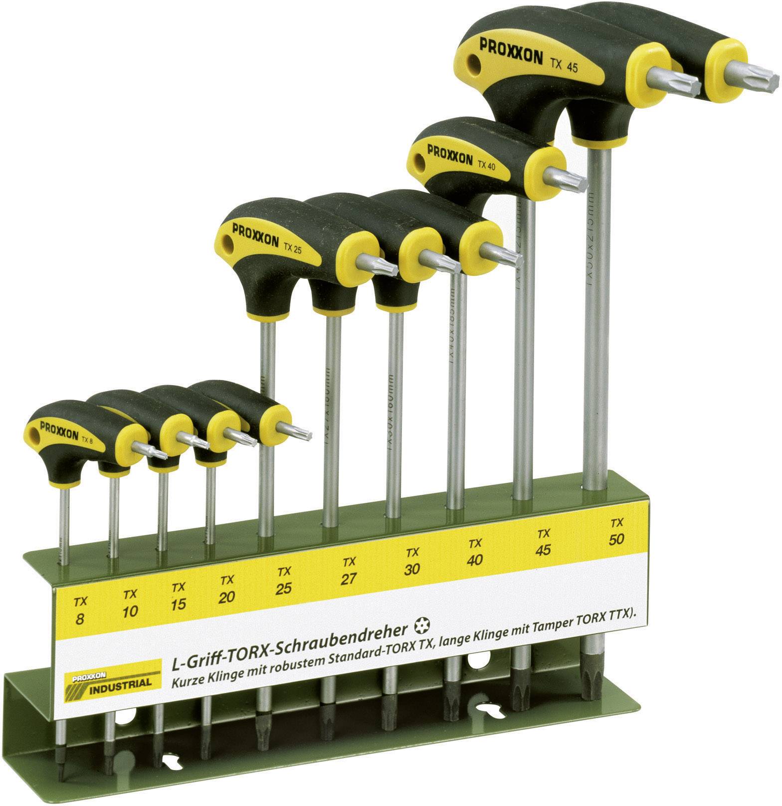 Proxxon Industrial BO L-hantag pour l'atelier Jeu de tournevis 10 pièces 6 pans intérieurs (TX), 6 pans BO