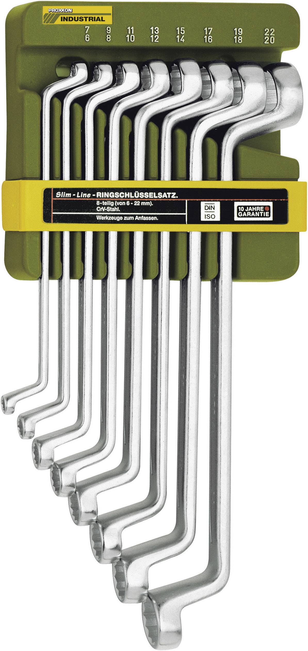 Proxxon Industrial 23 810 SlimLine Jeu de clés à œil doubles 8 pièces Ouverture de clé (métrique) 6 - 22 mm