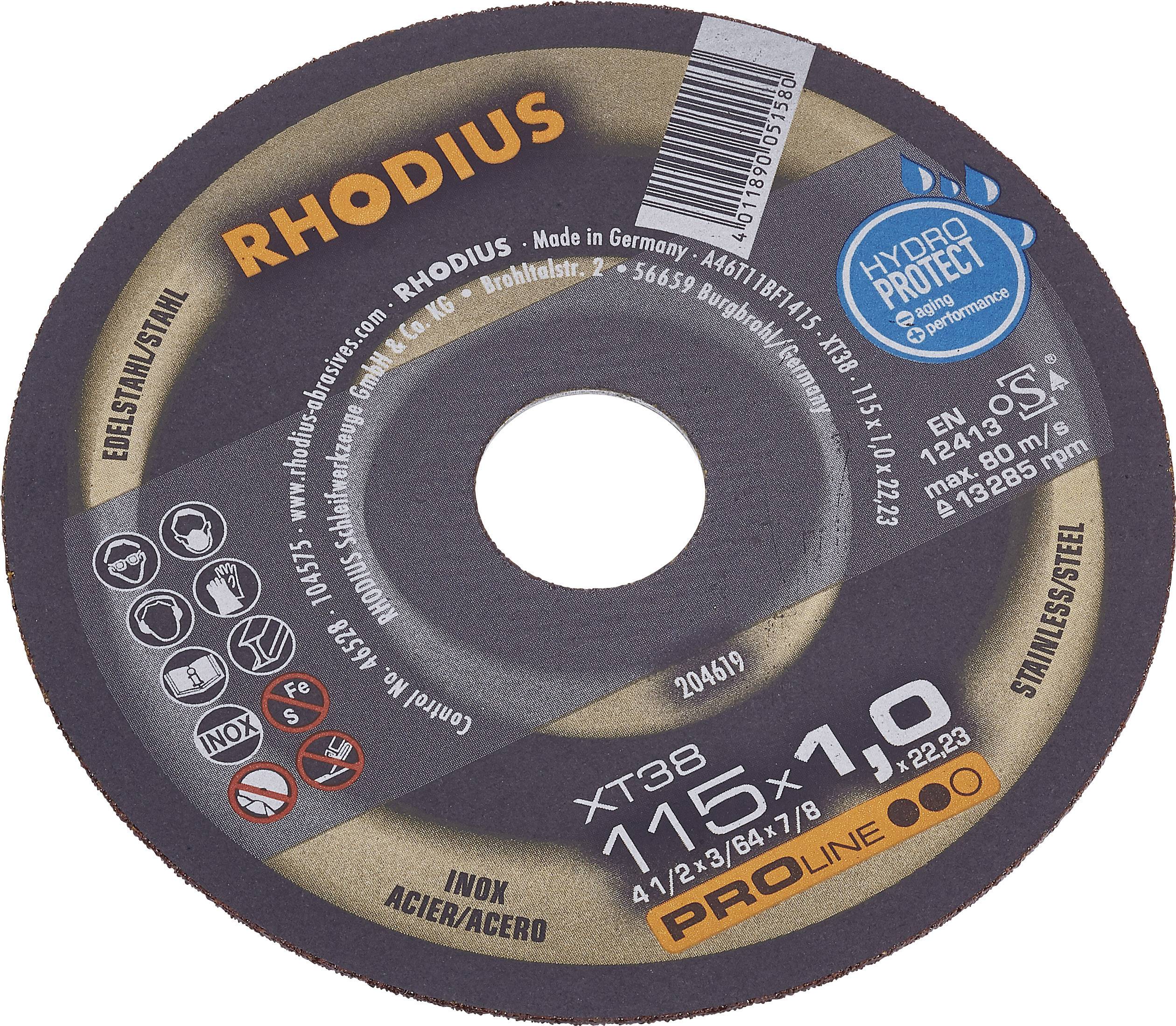 Disque à tronçonner 115 mm Rhodius FT38 TOP 115 X 1.0 X 22.2 mm