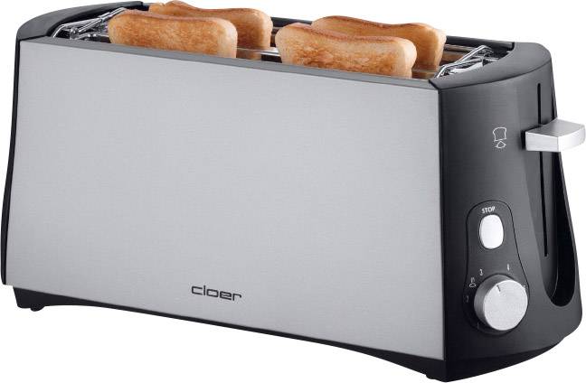 Double toaster à fente large Cloer Toaster 3710 noir, argent
