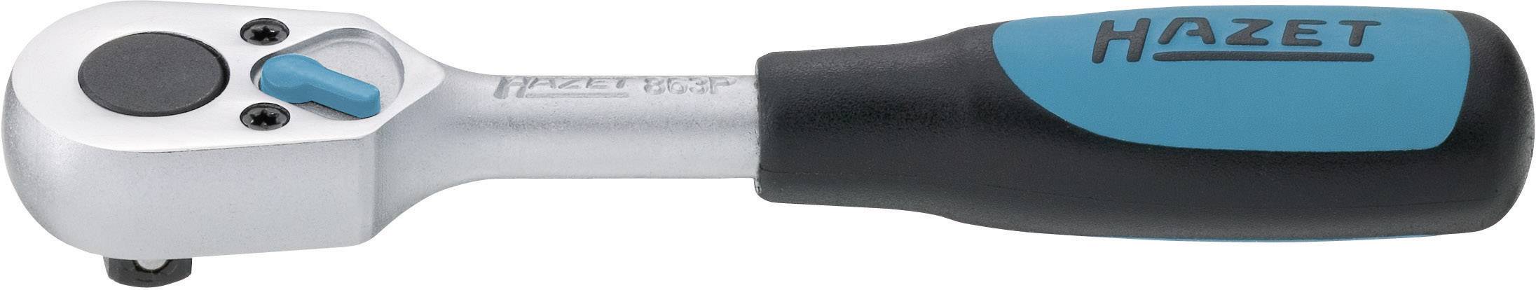 Une clé à cliquet argent et bleu avec une poignée ergonomique, portant la marque 'Hazet'.