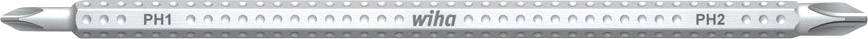 Tournevis double embout en métal avec pointes cruciformes PH1 et PH2.