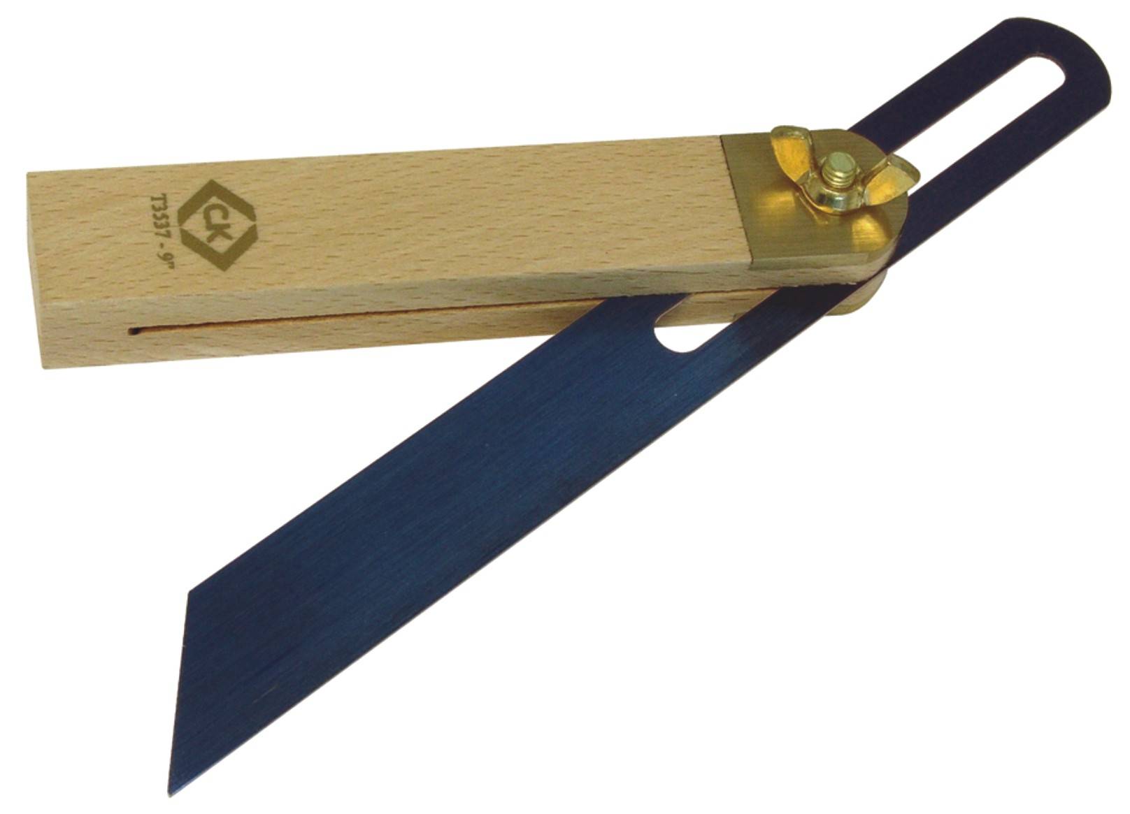 Un outil de menuiserie réglable avec manche en bois et lame en métal, utilisé pour mesurer et reporter des angles.