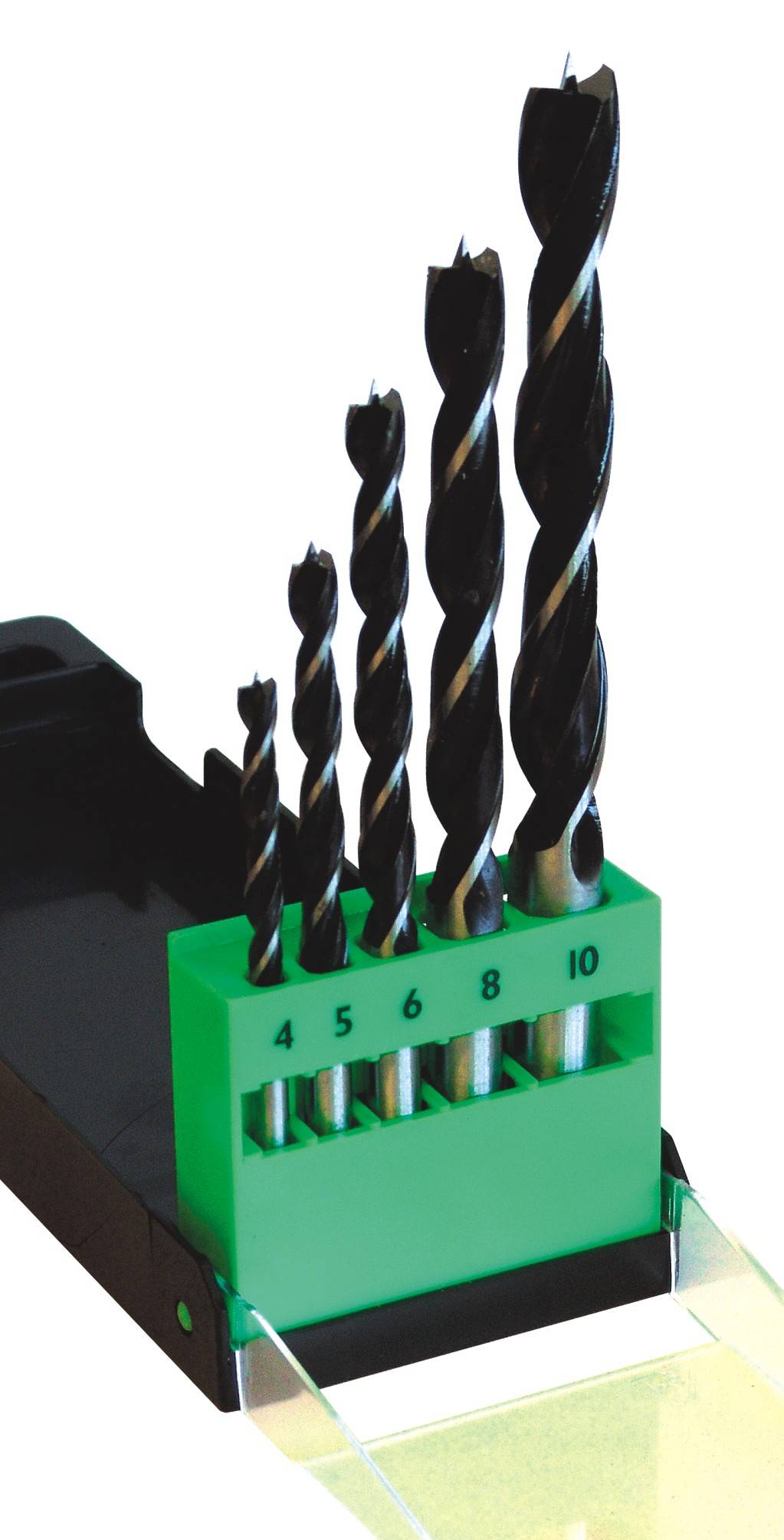 C.K T3040 Jeu de forets pour le bois 5 pièces 4 mm, 5 mm, 6 mm, 8 mm, 10 mm tige cylindrique 1 set