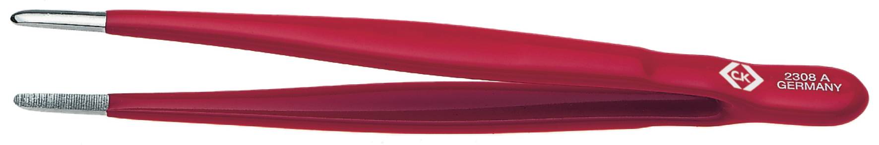 Pince de précision droite en métal de couleur rouge, gravée '2500 A GERMANY', adaptée aux applications médicales ou cosmétiques.