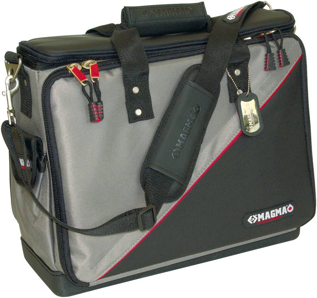 Sac Magma noir et gris avec bandoulière. Idéal pour le transport sécurisé de l'équipement. Design trapézoïdal avec un accent rouge.
