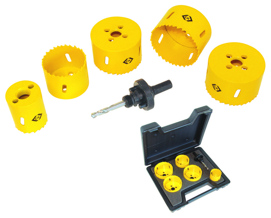 Set de scie cloche avec tailles 38, 40, 65, 67 et 68 mm et porte-embout 424039 C.K 424044 38 mm, 40 mm, 65 mm, 67 mm, 68 mm
