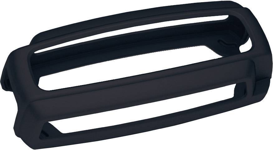 Boîtier en plastique noir avec des découpes rectangulaires, probablement destiné à la couverture ou à la protection d'un dispositif électronique.