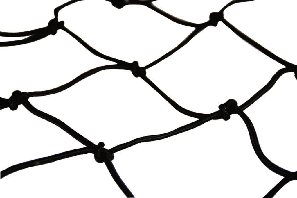 Réseau de cordes noir sur un fond blanc, montrant des motifs carrés interconnectés.
