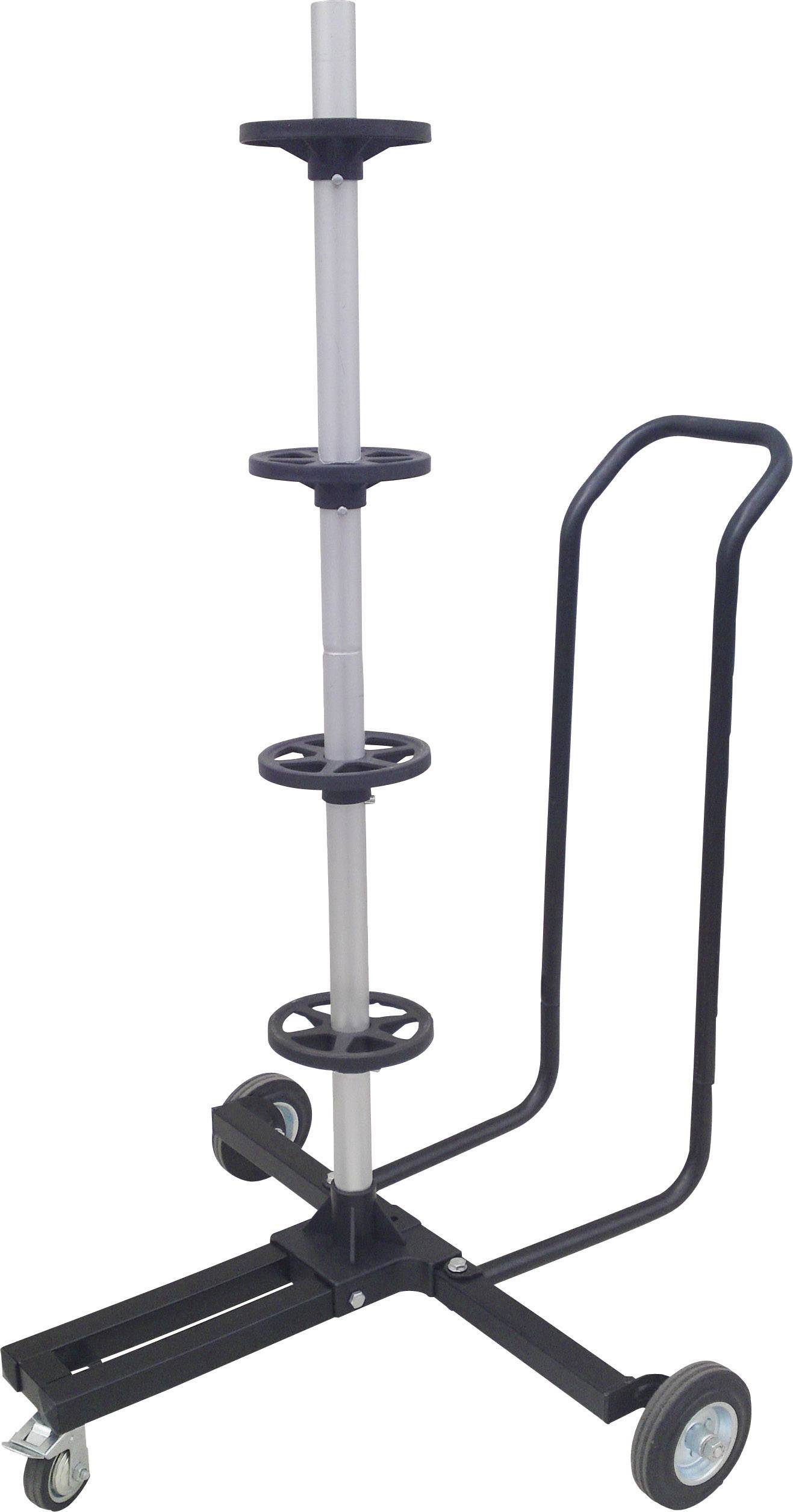 Chariot avec support en barres métalliques, monté sur roues pour un transport facile. Adapté au stockage et au transport de matériaux.