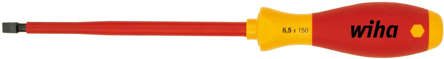 Un tournevis isolé à poignée rouge et jaune, marqué 'Wiha' et '5.5 160', adapté pour travailler en toute sécurité avec l'électricité.