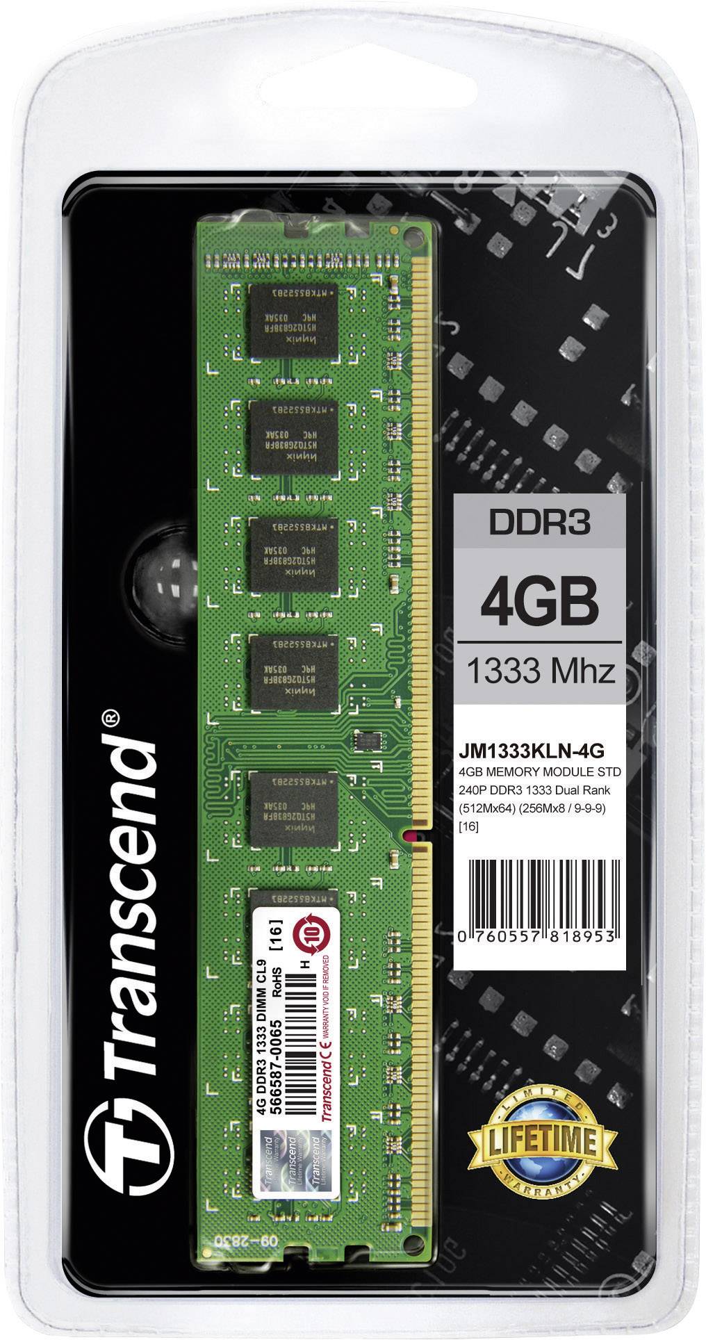 Kit Transcend 4 Go DDR3-RAM-1333 MHz