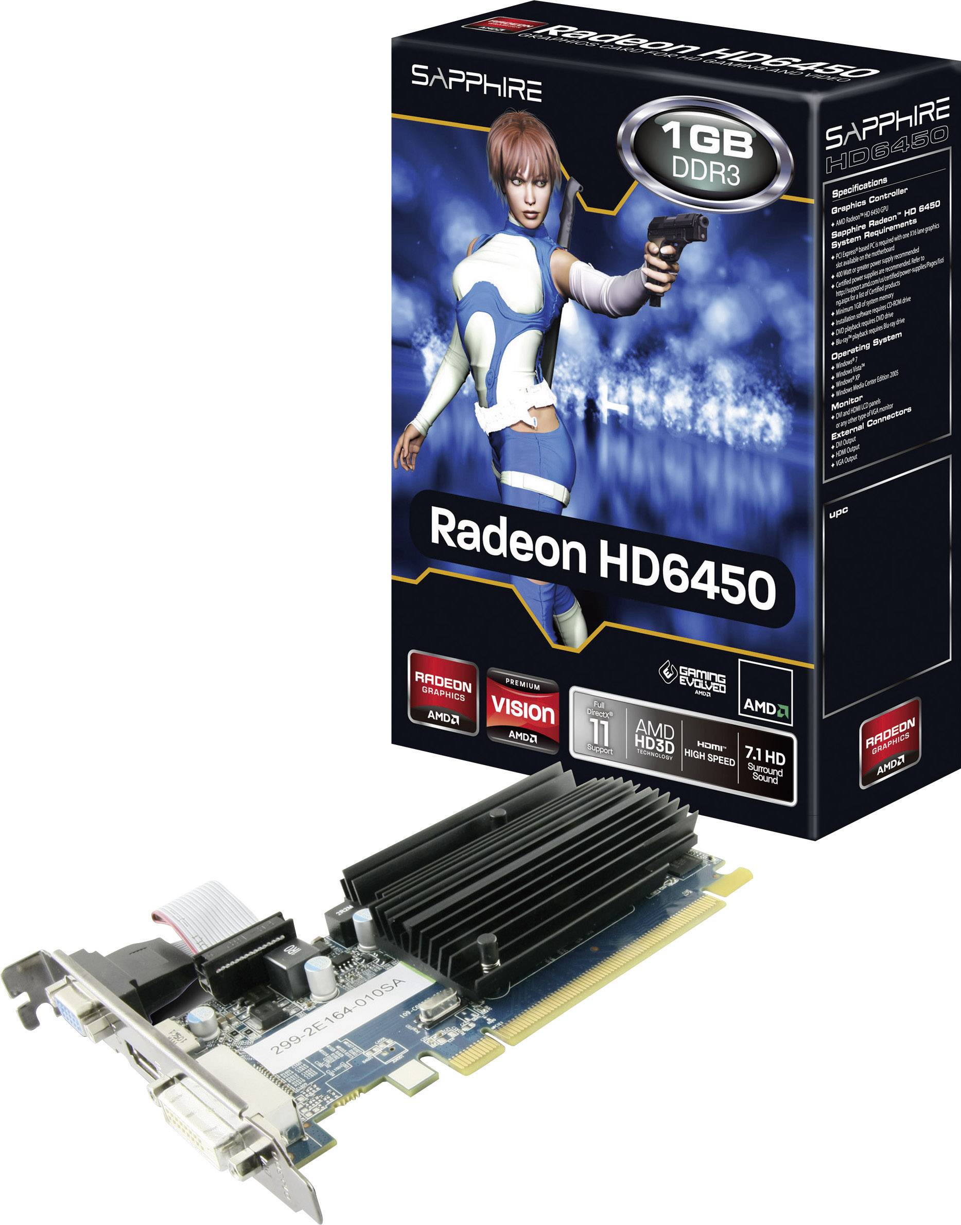 Sapphire Grafikkarte AMD Radeon HD6450 1 GB DDR3-RAM PCIe x16 HDMI®, DVI, VGA