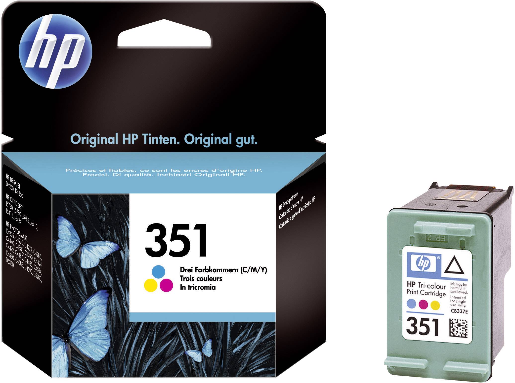 HP Encre 351 d'origine cyan, magenta, jaune CB337EE Encre