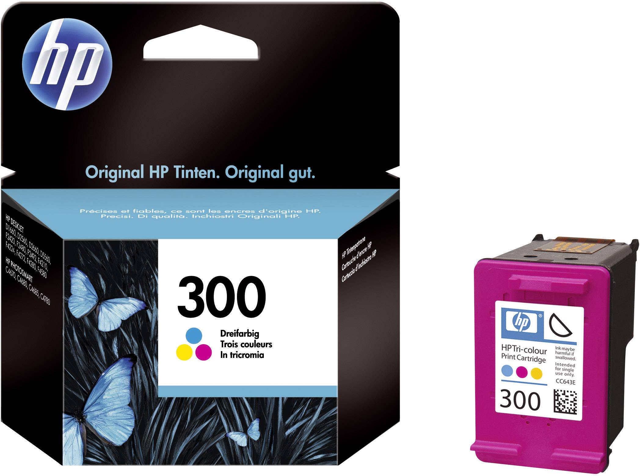 HP 300 Encre d'origine cyan, magenta, jaune CC643EE Encre
