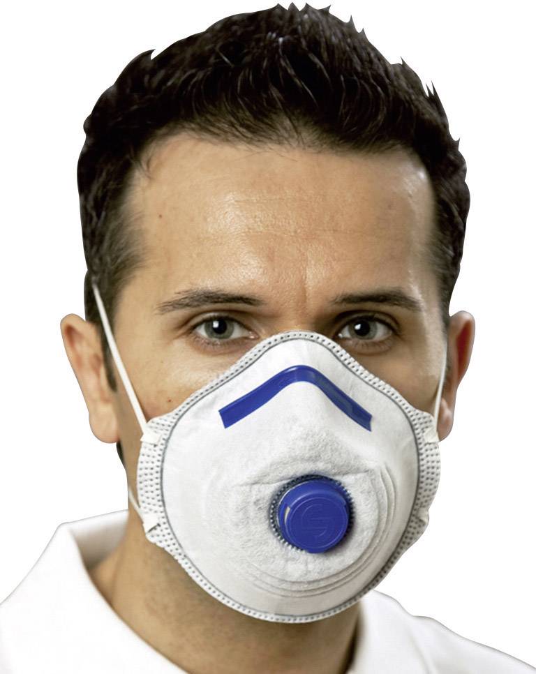 Un homme porte un masque FFP avec une valve, offrant une protection contre les particules.