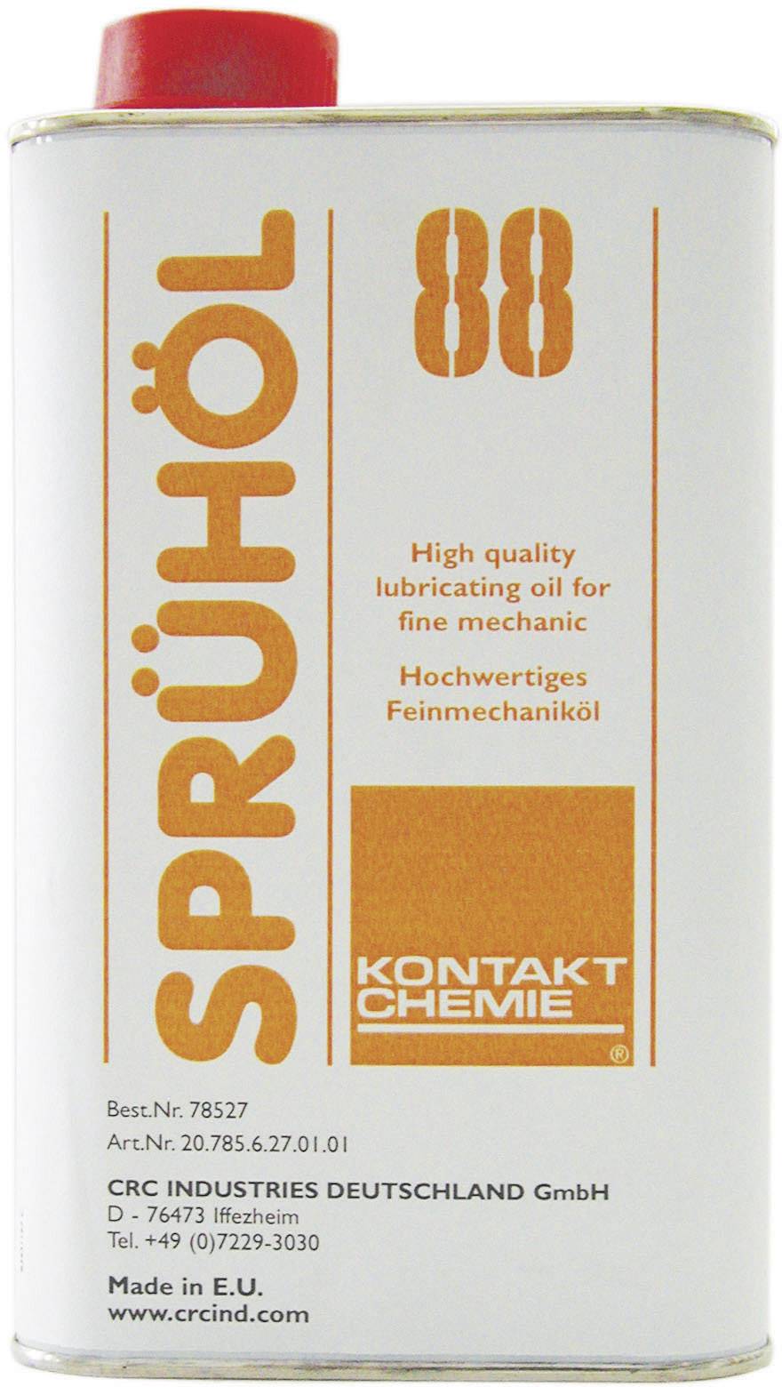Dose Sprühöl 88 de Kontakt Chemie, lubrifiant pour mécanique de précision. Texte sur l'étiquette : « Huile lubrifiante de haute qualité pour mécanique fine »