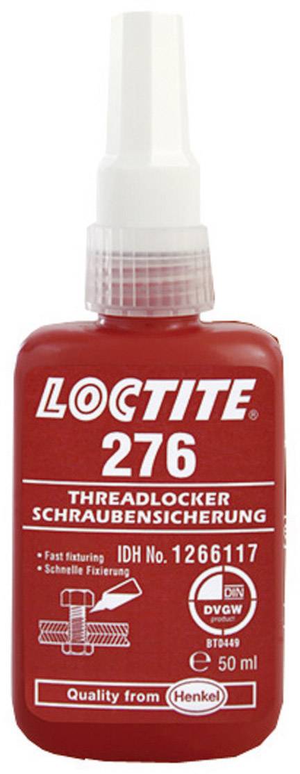 Loctite 276 frein-filet dans un flacon rouge, 50 ml. Texte : 'Fixation rapide', 'Blocage de vis', qualité Henkel.
