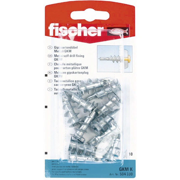 Lot de 10 fixations carton-plâtre en métal Fischer GKM 504330 Lot de 10 fixations carton-plâtre en métal Fischer GKM 504330