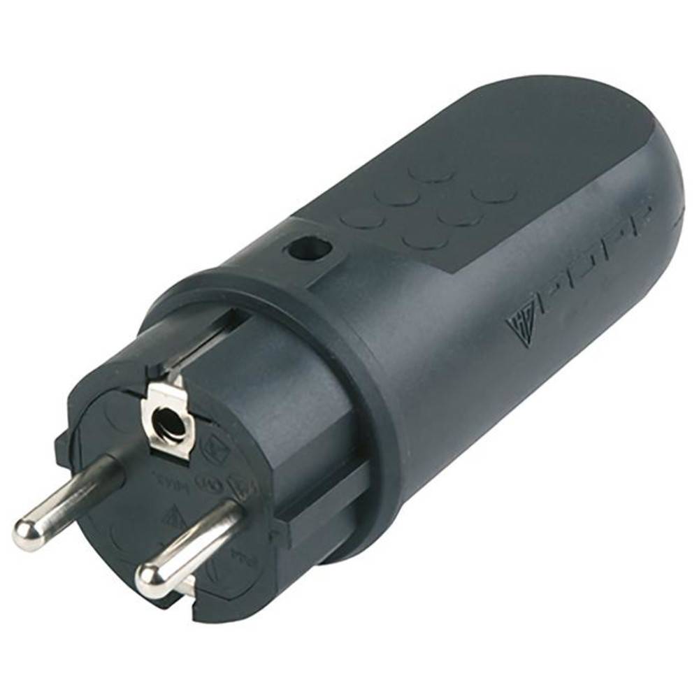 REV 0512090555 Fiche électrique mâle avec terre caoutchouc 250 V noir IP44