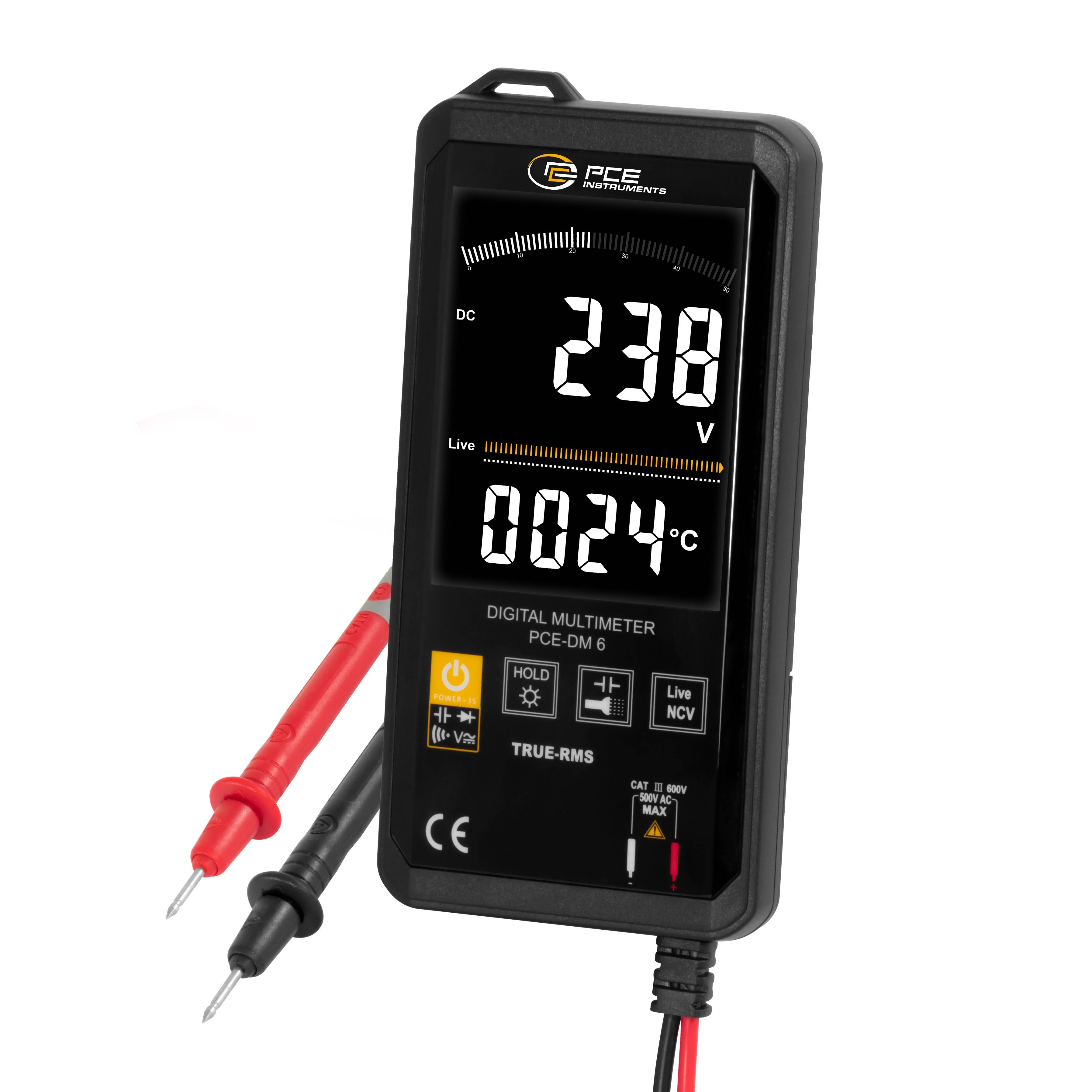 PCE Instruments PCE-DM 6 Multimètre numérique CAT III 600 V Affichage (nombre de points): 6000