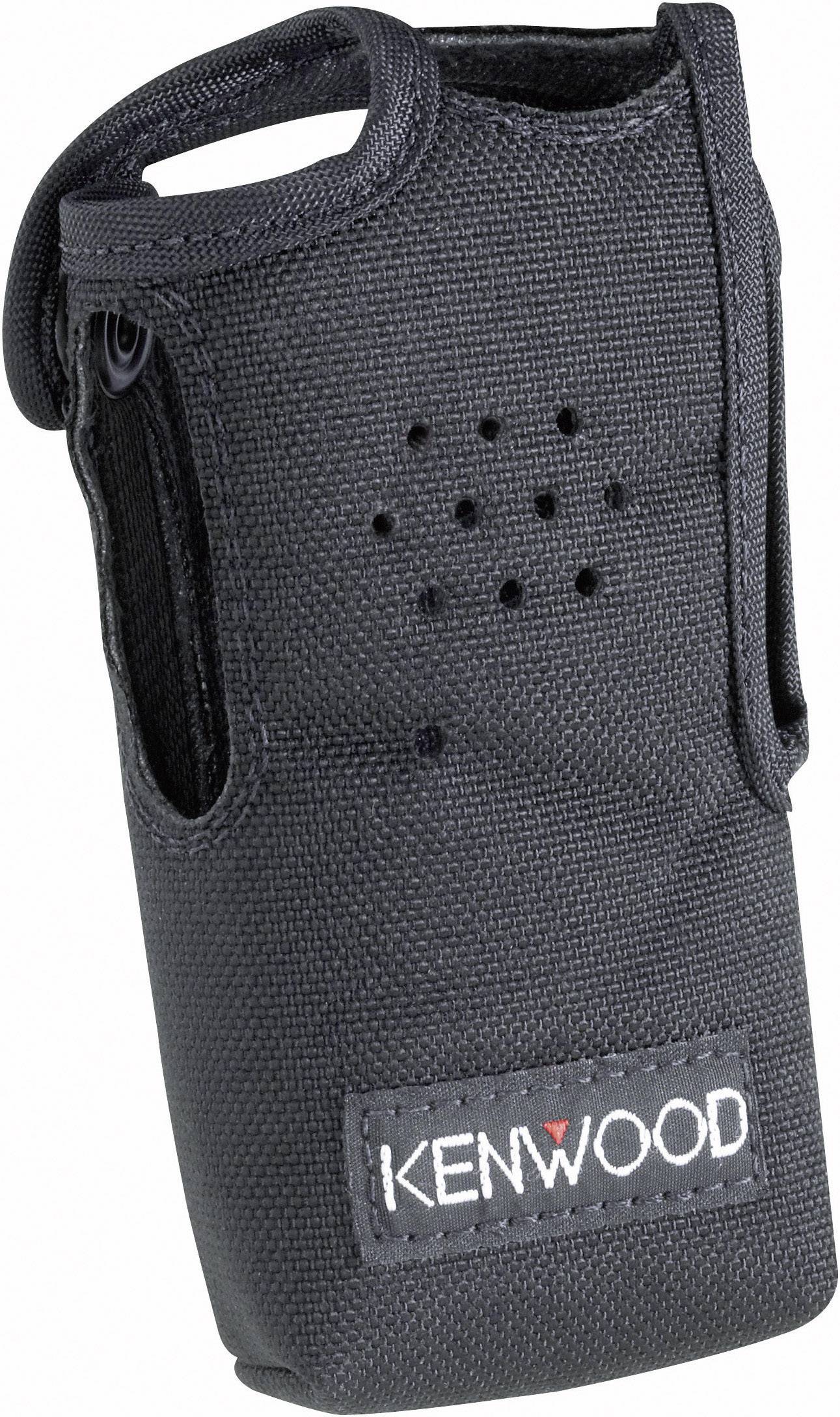 Sac de transport noir en tissu avec logo Kenwood, adapté pour ranger un appareil de radiocommunication, doté d'ouvertures pour le haut-parleur et les commandes.