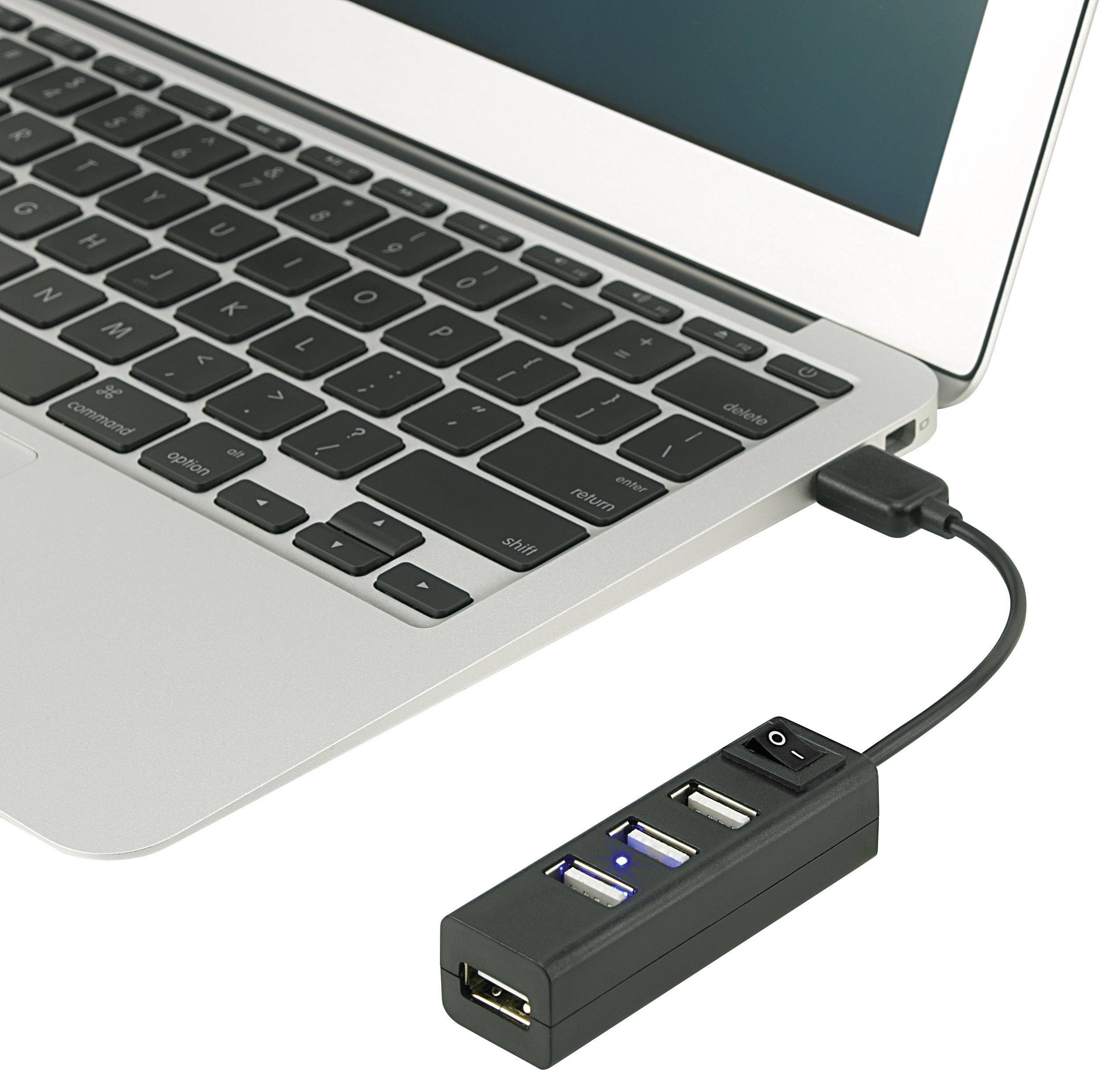 Hub USB 2.0 Renkforce Slim 4 ports noir