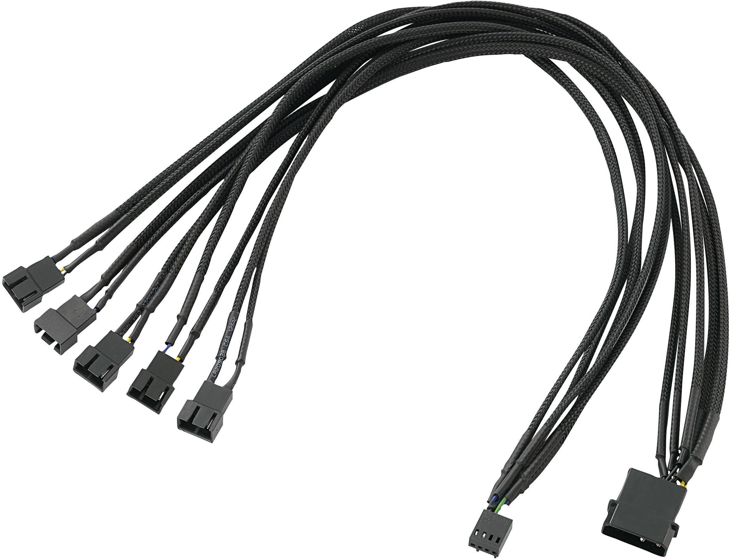 ventilateur PC Câble Y [5x ventilateur PC mâle 4 pôles - 1x ventilateur PC femelle 4 pôles, Alimentation IDE mâle 4 pôles] 0.45