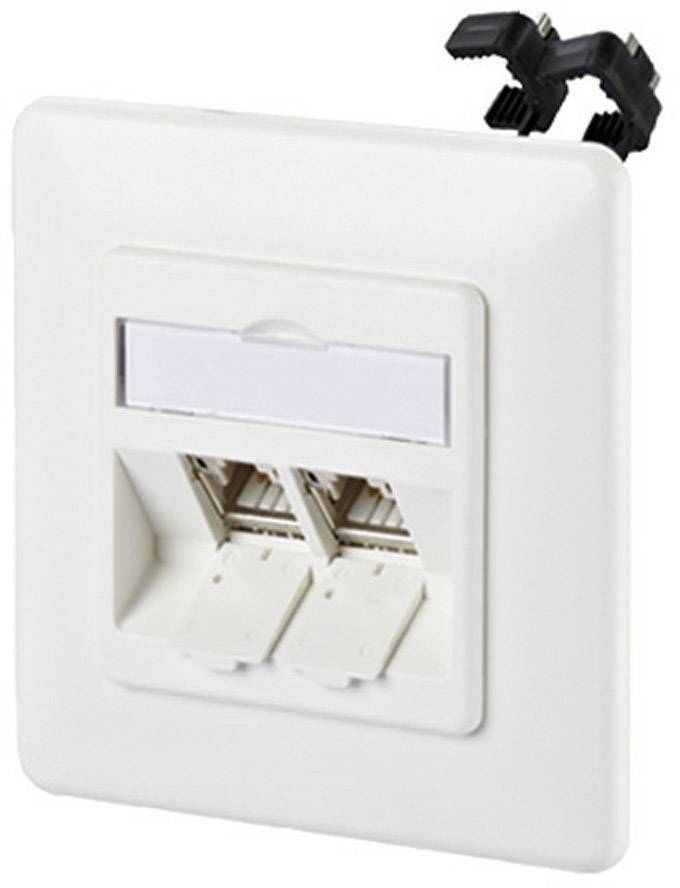 Metz Connect 130B11D21002-E Prise réseau encastré insert avec plaque centrale et châssis 2 ports blanc pur