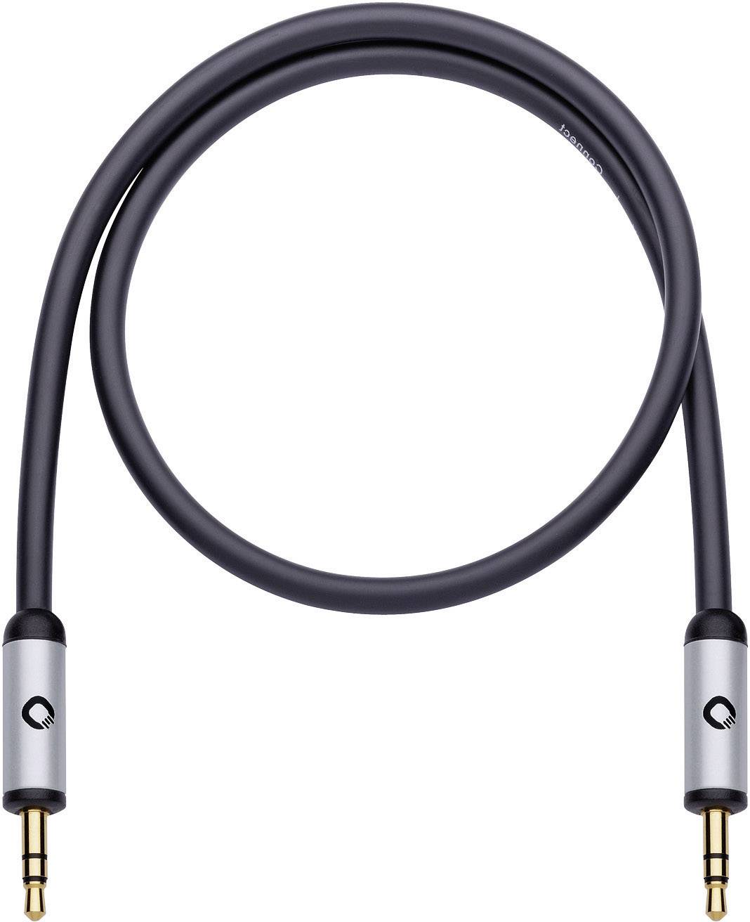 Câble audio avec fiche jack 3,5 mm des deux côtés. Design épuré, adapté pour connecter des appareils audio.