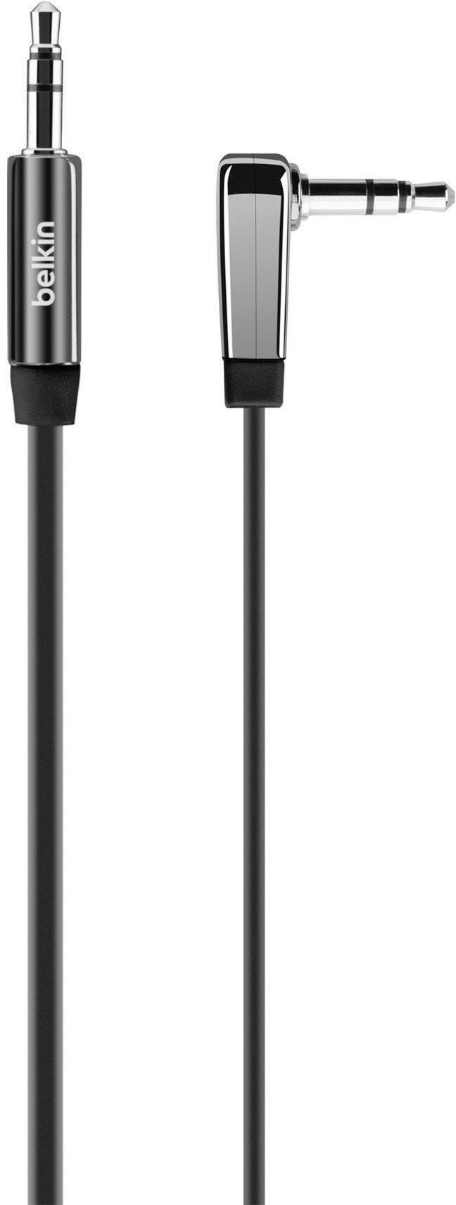 Câble plat audio Belkin, jack coudé 3.5 mm, 0.9 m Belkin AV10128bt03 [1x Jack mâle 3.5 mm - 1x Jack mâle 3.5 mm] 1.00 m noir très