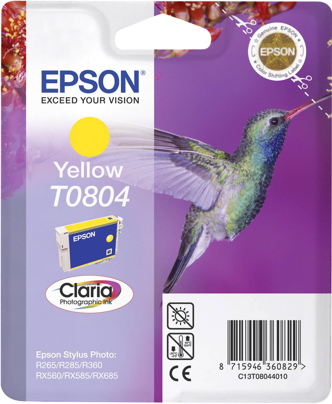 Cartouche d'encre Epson T080440 (colibri) jaune