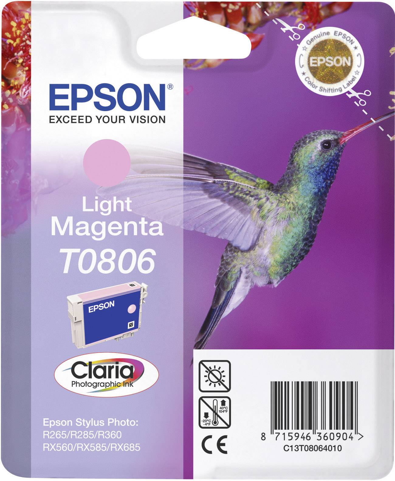 Cartouche d'encre Epson T080640 (colibri) magenta clair