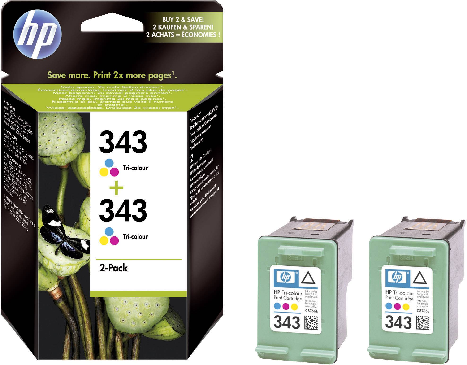 HP Tintenpatrone 343 Original Kombi-Pack Cyan, Magenta, Gelb CB332EE Druckerpatronen Kombi-Pack