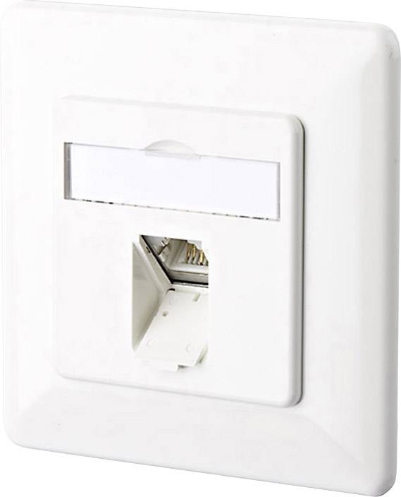 Prise réseau encastré insert avec plaque centrale et châssis CAT 6 1 port Metz Connect 1307371002-I blanc pur