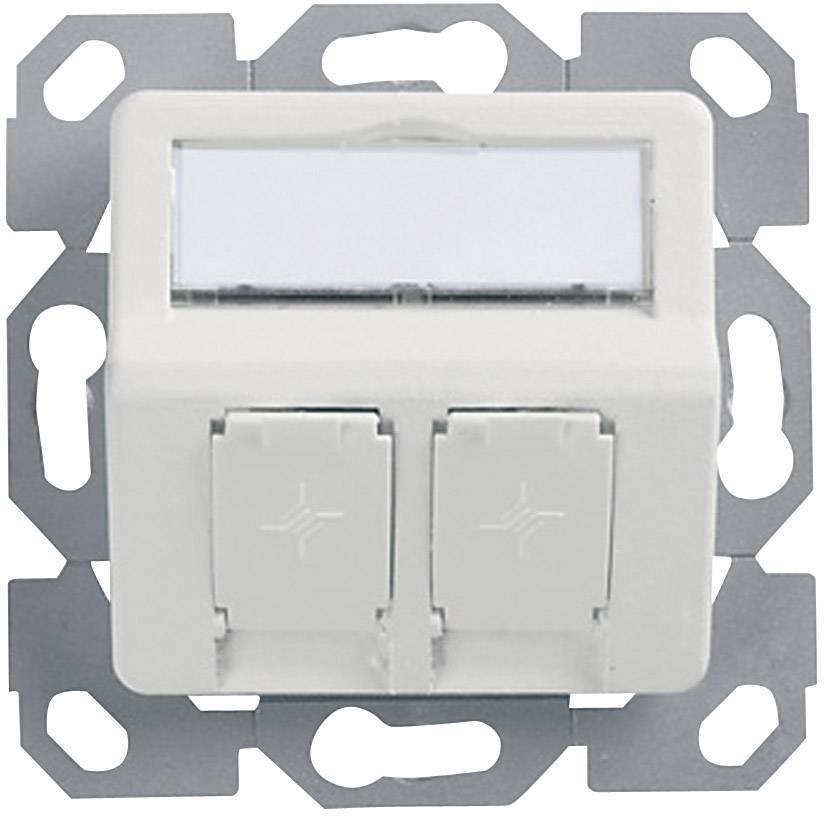 Prise réseau encastré insert avec plaque centrale non équipé 2 ports Telegärtner 100021417 blanc-alpin