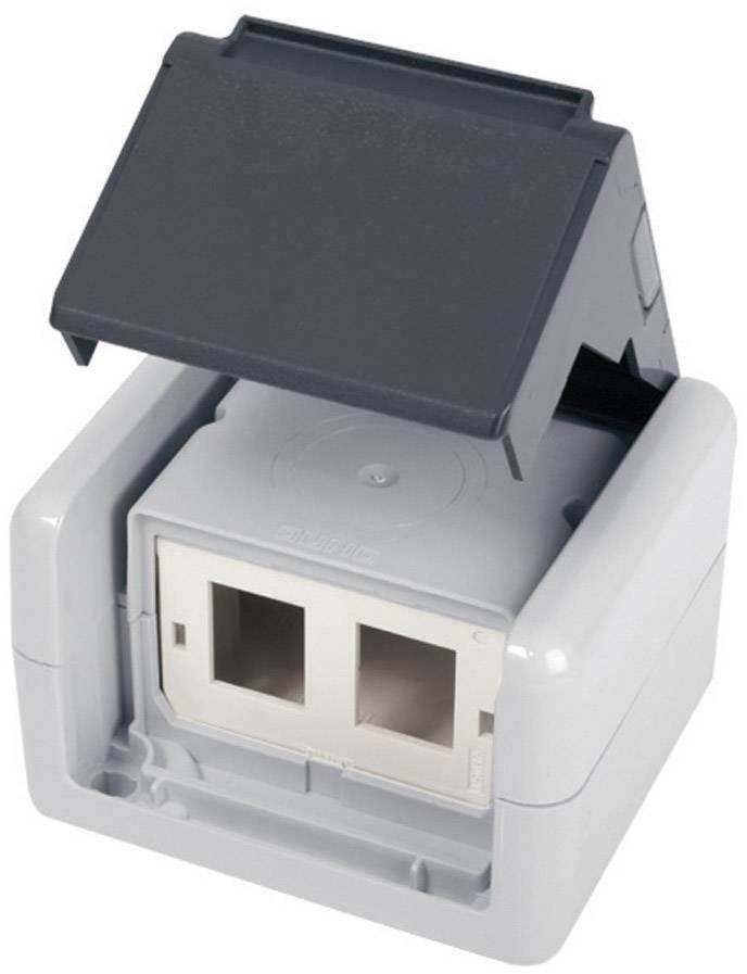 Prise réseau montage apparent (en saillie) CAT 5e, CAT 6, CAT 6a Telegärtner 100021370 gris